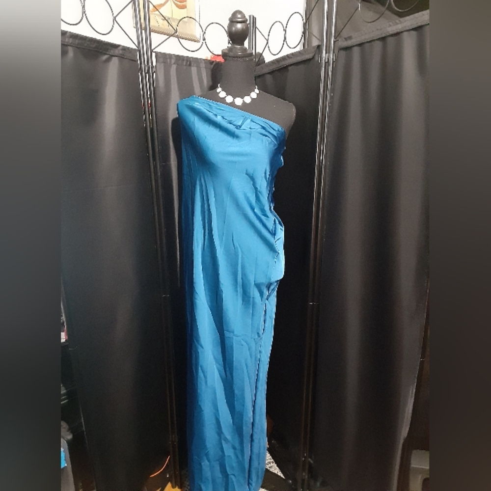 Musera NWT Dress Elegant Blue One ShoulderWomen's L Split Evening Party Formal
